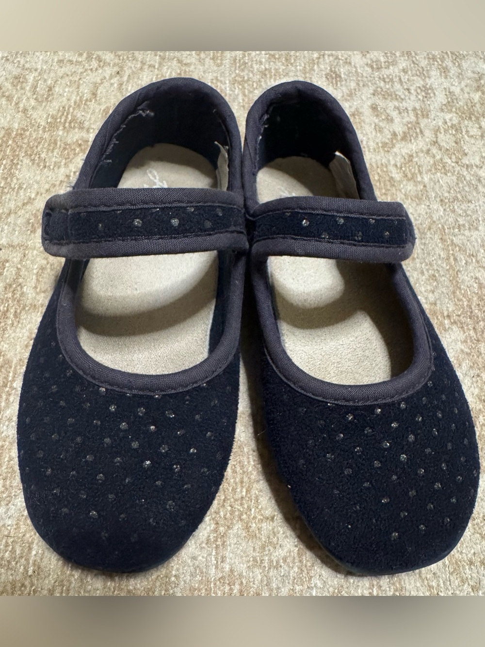10 Toddler/ EU 27, Jacadi Blue Mary Jane Dress Shoes with Sparkle Dots